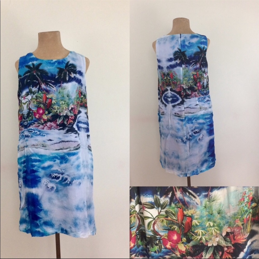 Taylor Tropical print sleeveless dress Medium